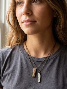 Two Pendant Ball Chain Necklaces in Antique Brass Tone (Thunderbird Whistle)